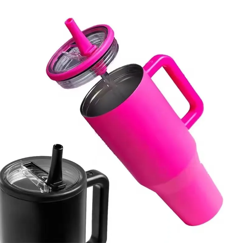 New Trend 40oz Solid Color Coffee Cup Double Wall Travel Mug Sublimation 40oz Stainless Steel Insulated Tumbler With Handle