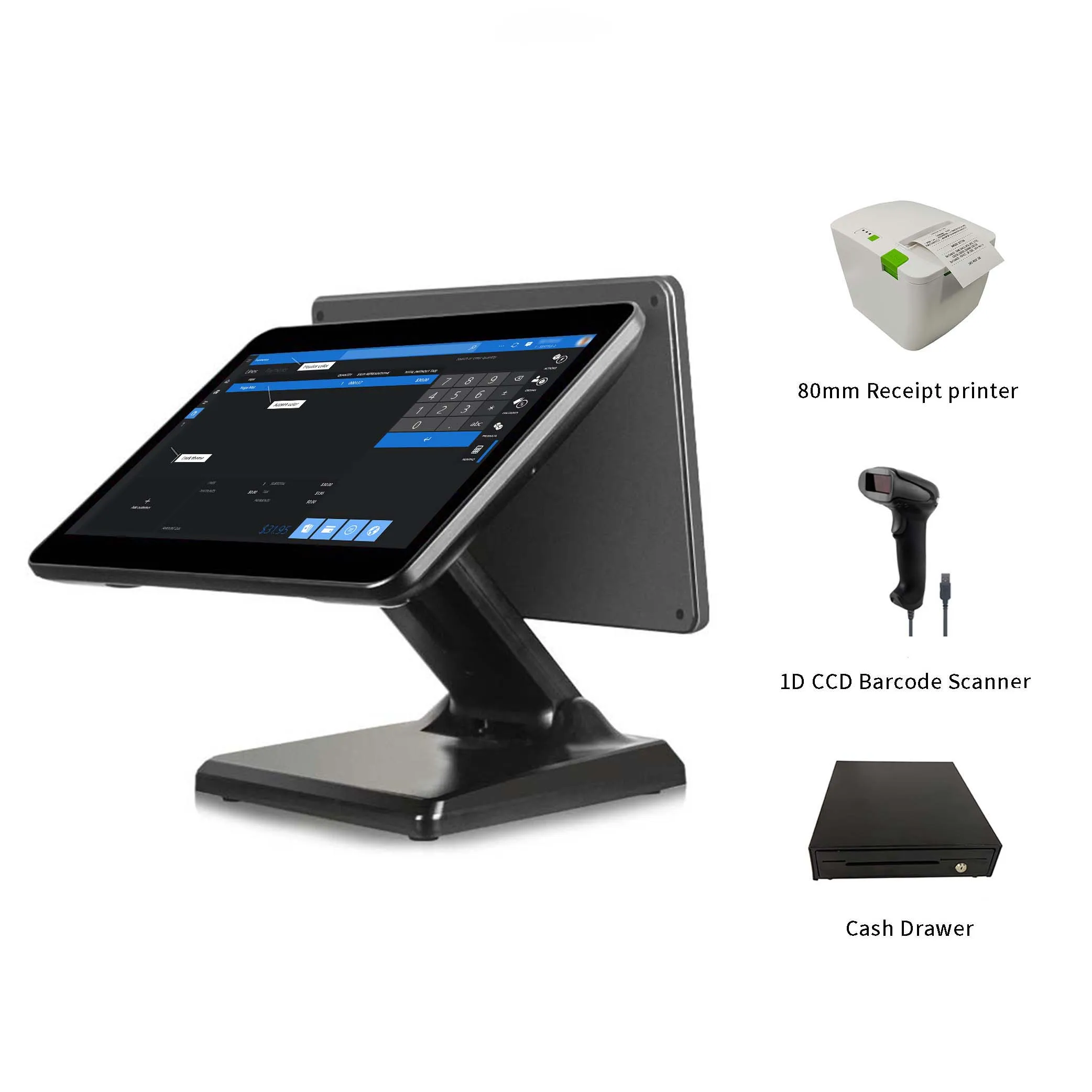 windows 10 desktop pos terminal restaurant epos point of sales device two pattern