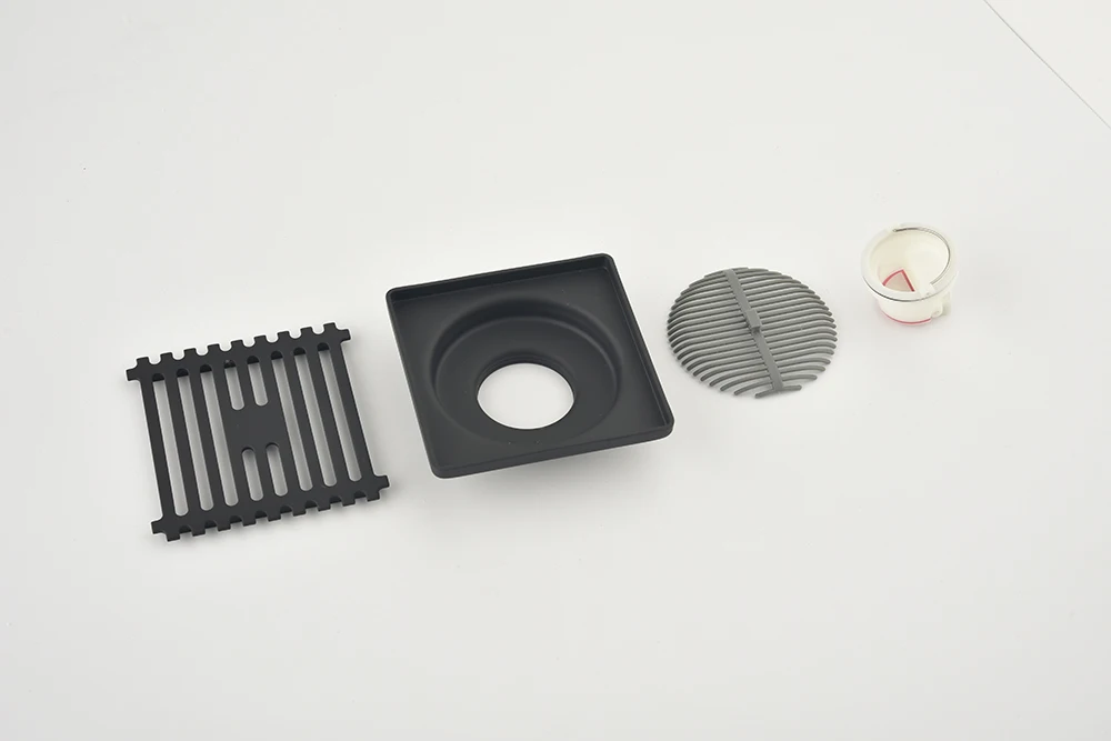 4-inch black all copper shower floor drainusing  for quick drainage with ceramic tiles inserted into square drainage pipes