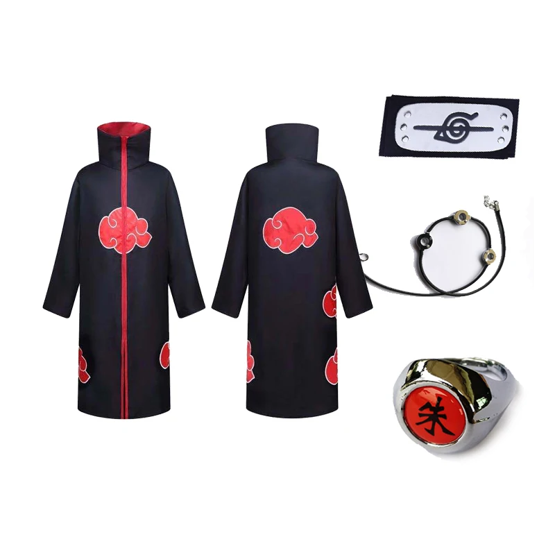 Халат Akatsuki накидка с ожерельем и кольцом комплект из мультяшного плаща оружия minato Uchiha Itachi Kunai японское