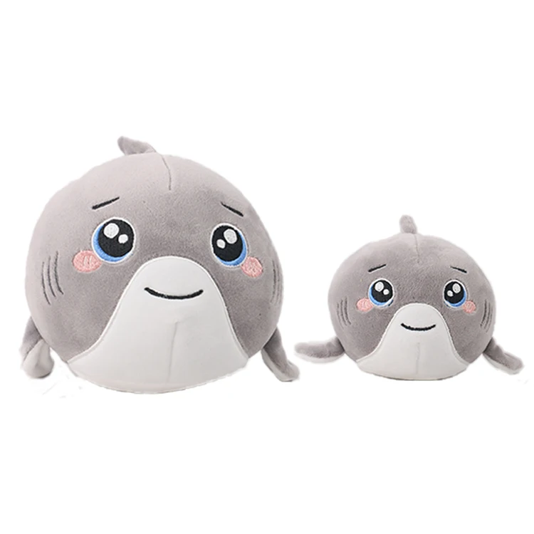 D KING Soft Stuffed Plush Animal Toy Cute Blue Seal Round Plush Toys for Kids