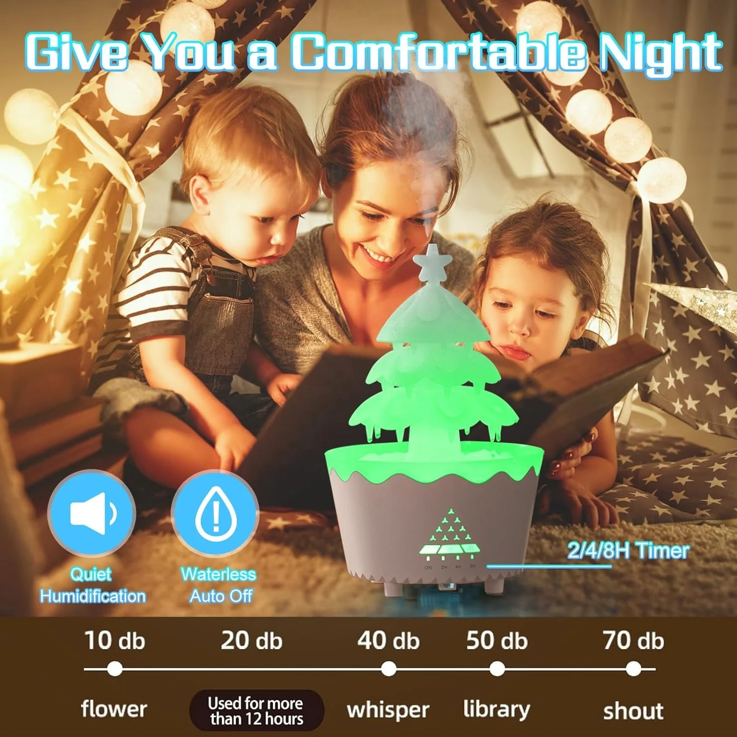 Lucky Tree Ambient 7-Color Light Raindrop Aroma Diffuser Ultrasonic Humidifier Kids Rain Cloud Essential Oil Diffuser Household