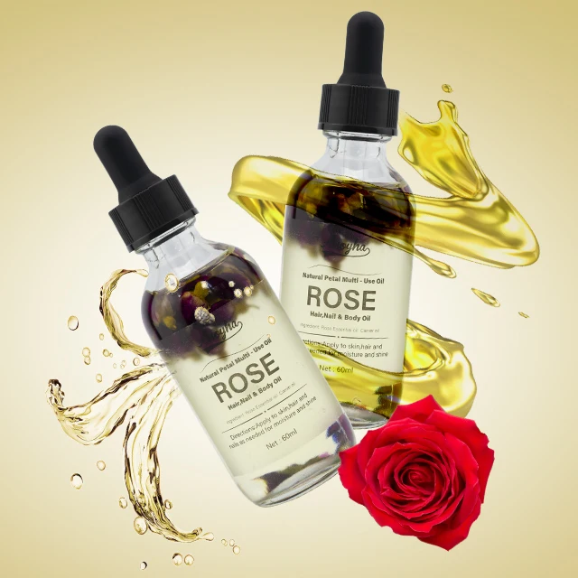 2021 private label rose petal  hip oil  whiten skin;Increase the vitality of the skin tissue rose gold essential oil