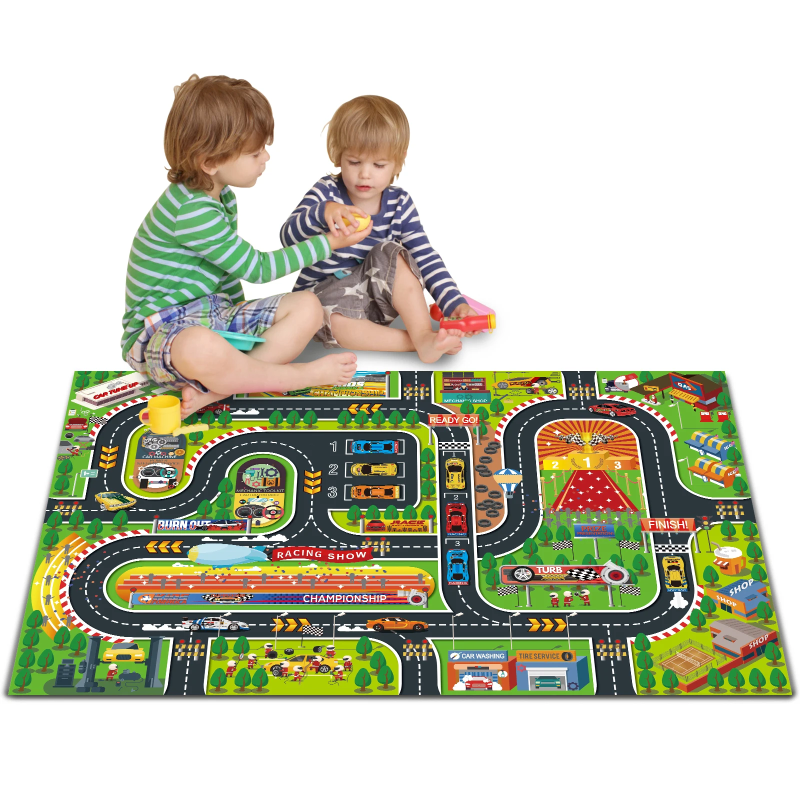Hot selling children play mat game cloth Racing car traffic scene series gaming mat
