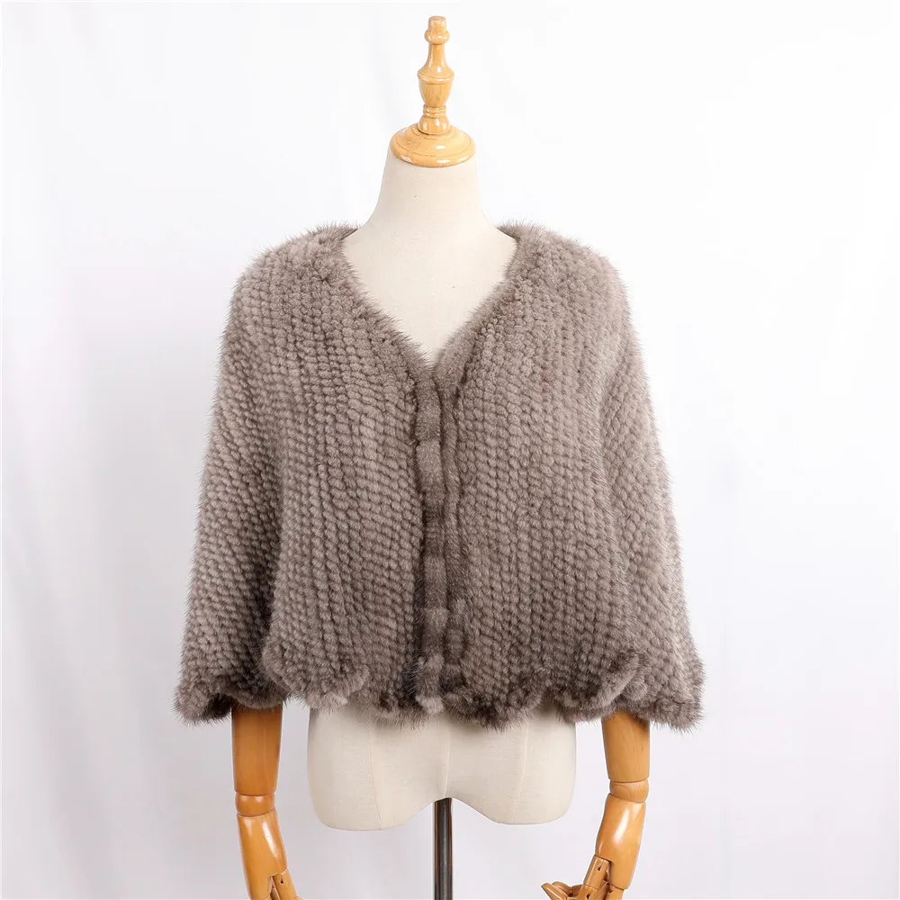 Luxury Genuine Mink Fur Knitted Shawl Wrap Cape Women Lady Real Fur Poncho coat Short Jacket Stole Party Wedding opera cape