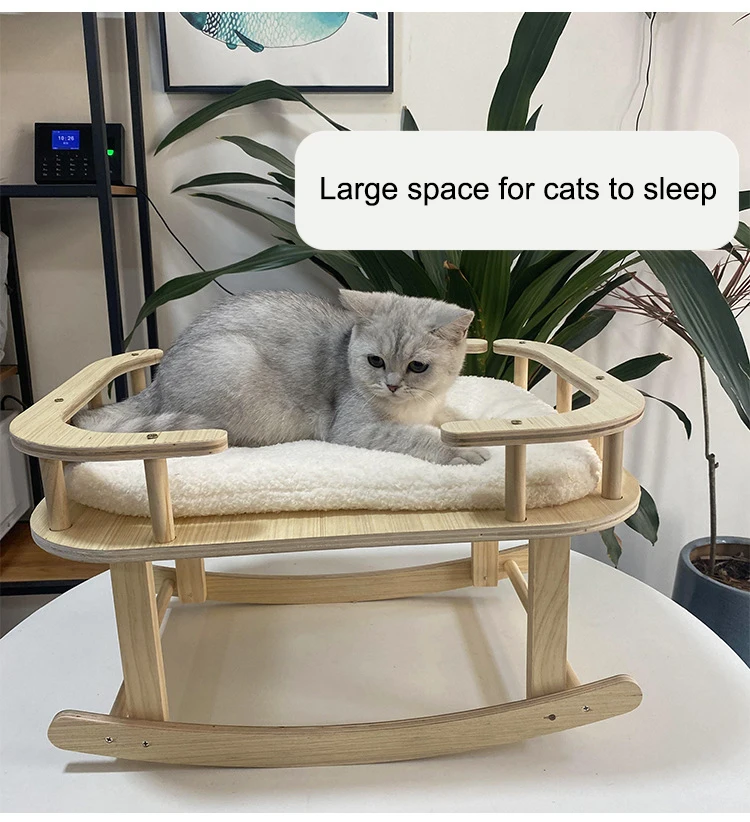 Pet cat products stable structure wooden snail-shaped rocking chair luxury cat bed house