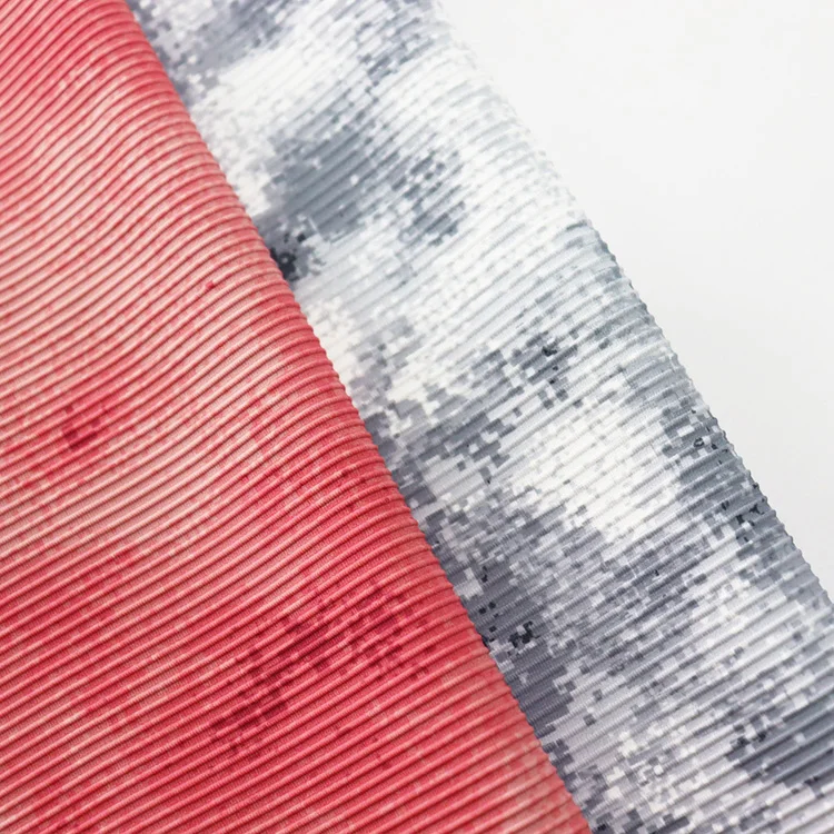 Fashion 250gsm nylon spandex rib stripe custom printed fabric for exercise