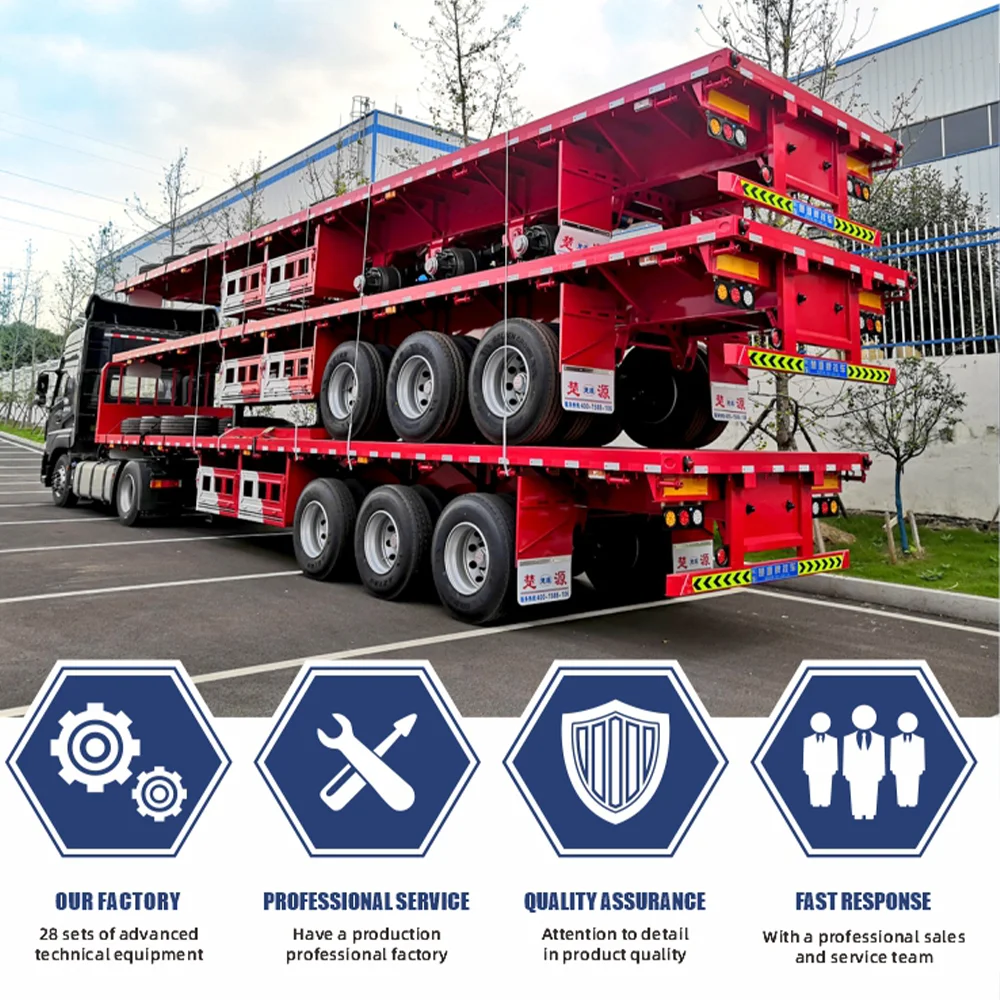 OYJD Truck New Arrival Three Lines And Six Axes Low Flatbed Semi-Trailer Car Agriculture Farm Full Flatbed 45Ft Flatbed Trailer