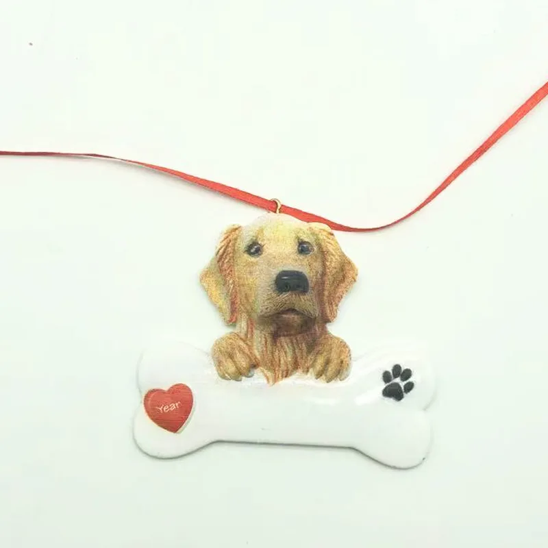 Personalized DIY Write Name Resin Dog Ornaments Puppy Pet Christmas Resin Crafts Christmas Tree Hanging Decorations