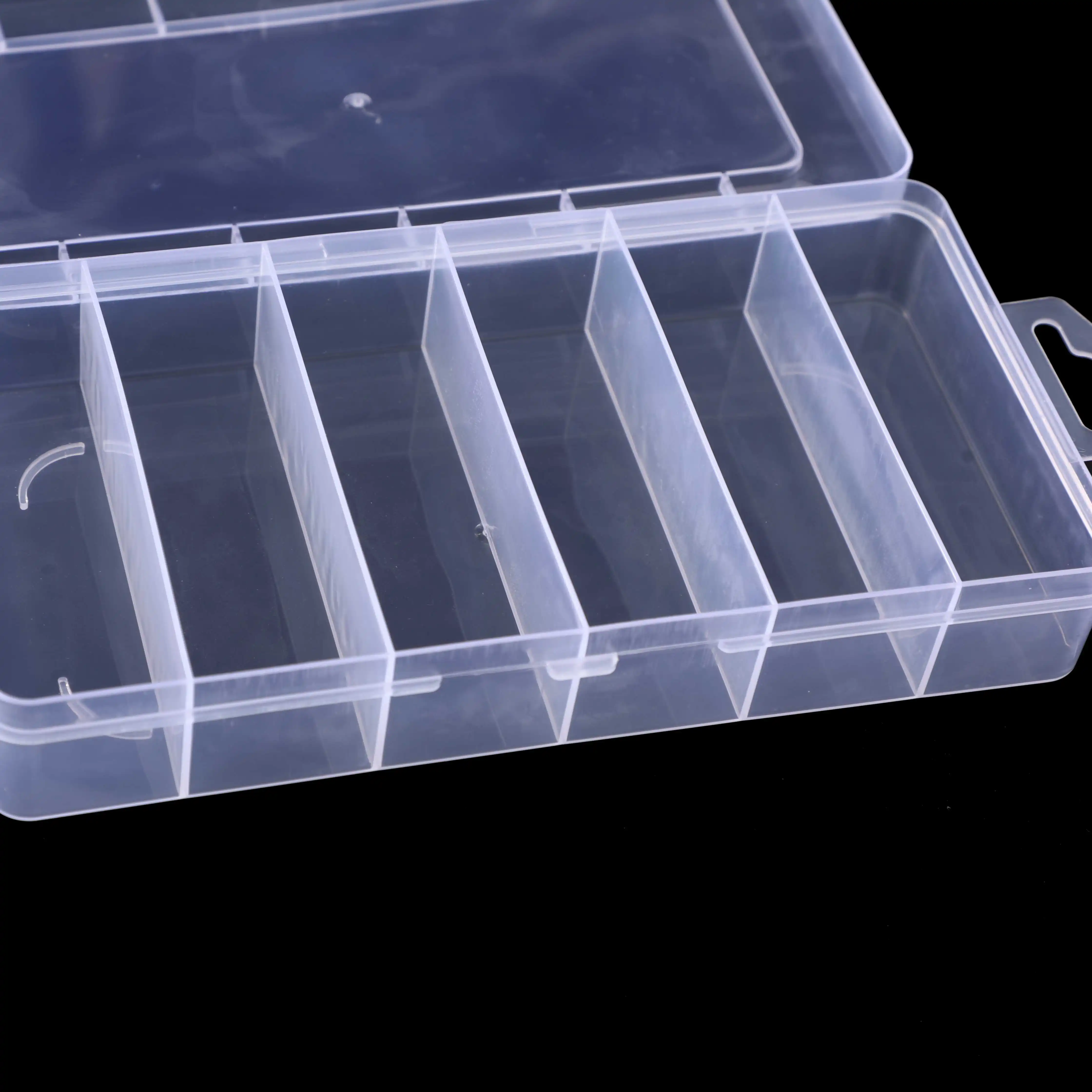 6 Grids Portable clear plastic storage box with dividers jewelry  makeup Storage tools Box Organizer