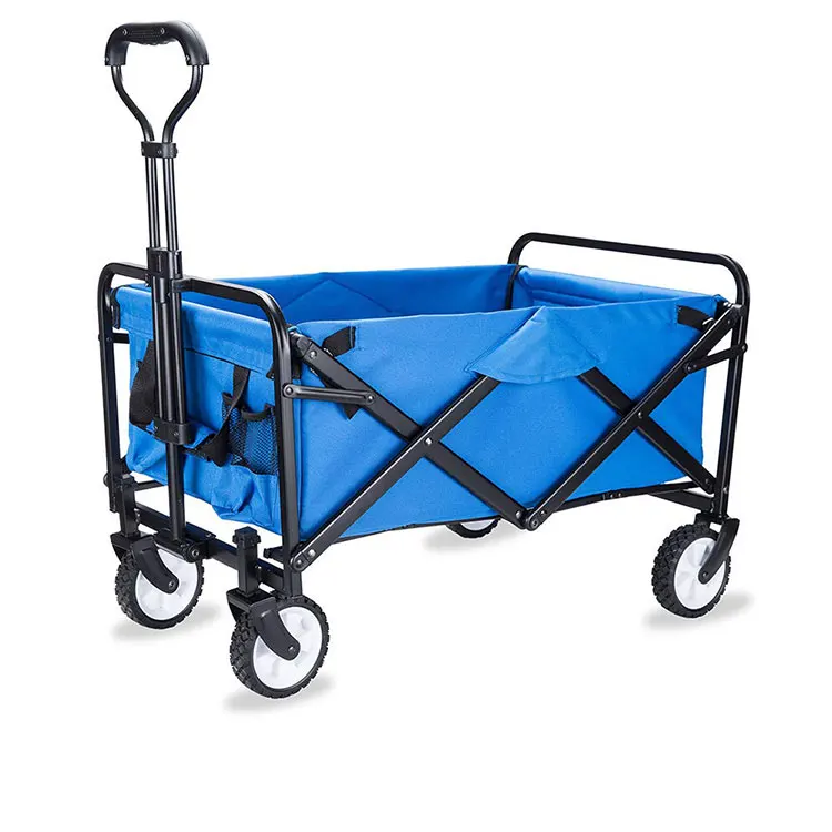 Collapsible Sturdy wide wheels metal shopping wagon folding beach trolley cart
