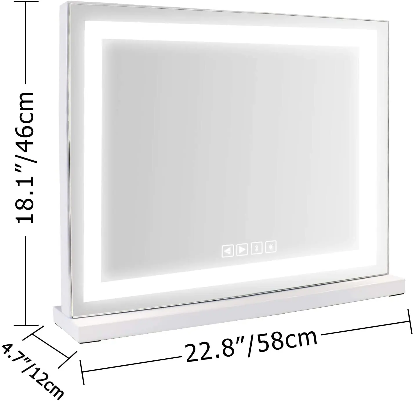 Wall Mounted Or Standing Large Hollywood Make up Mirror Led  Vanity Mirror with Speaker And Protective Power USB Charging Port