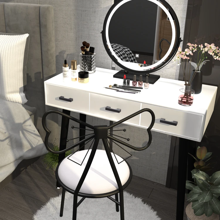 Hot sale metal round metal frame makeup mirror with LED lights vanity table