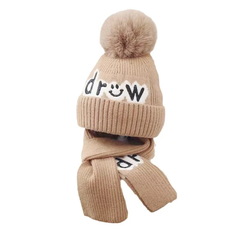 High Quality Warm Beanie Kids Winter Hat Scarf Sets Custom Little Bear Ladies Designer Hat And Scarf Brand Sets Cap For Kids