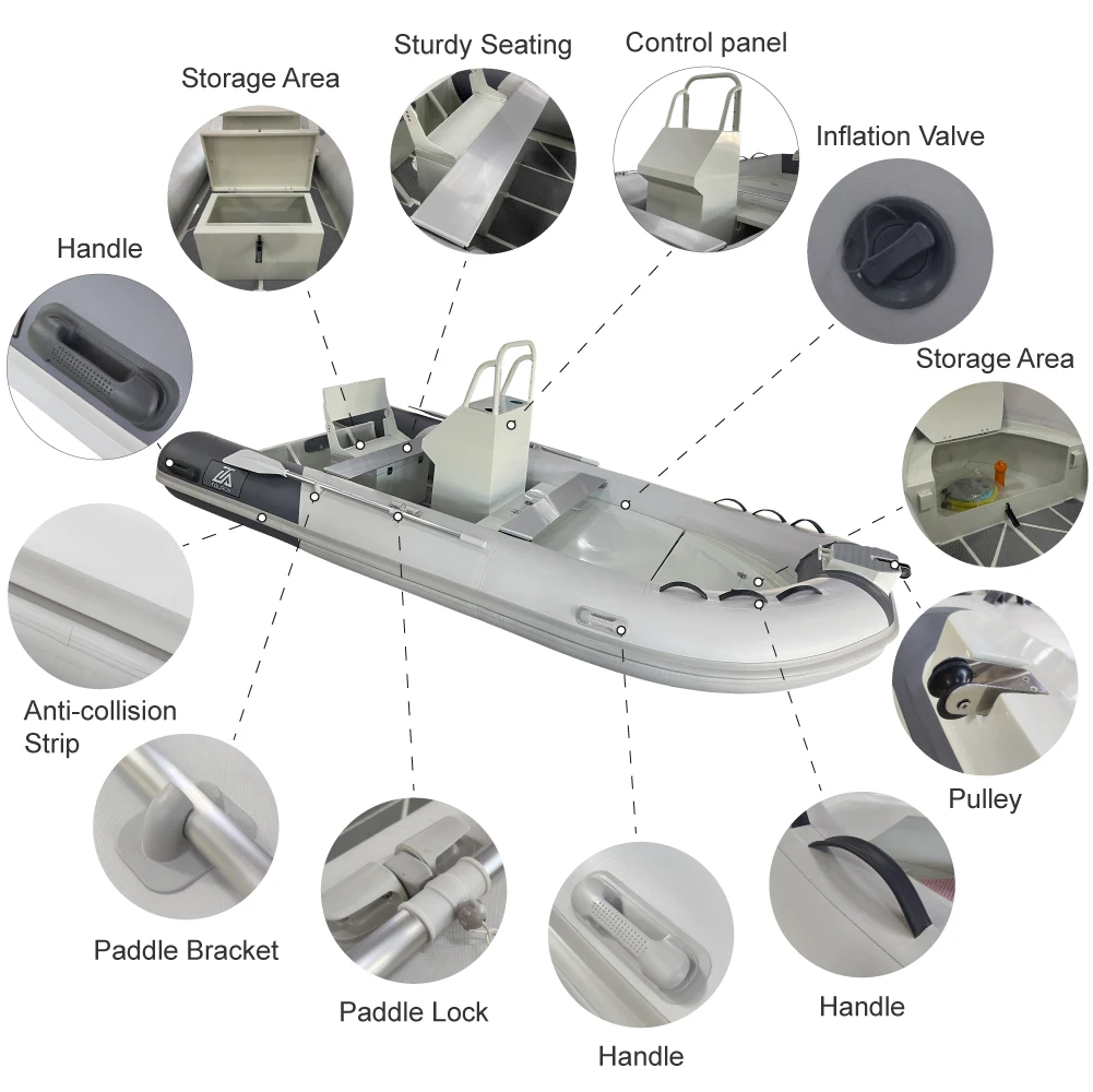New Design Hypalon Aluminium China Aluminum Fibreglass TOURUS For Sale Rib Boat