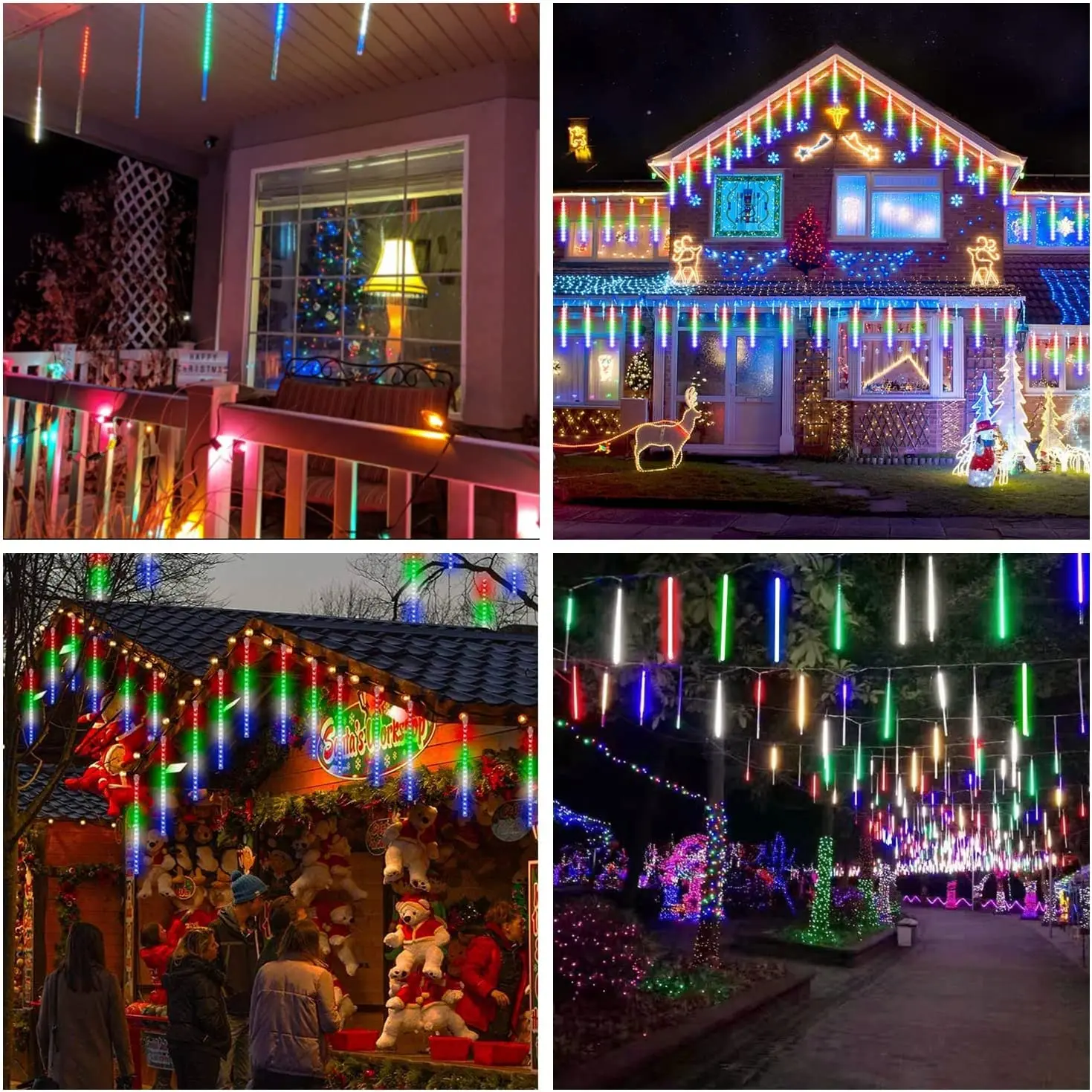 NEW Waterproof Meteor Shower Bulb Pendant Lamp Colorful Meteor Shower Led Lights Tree Hanging Snowfall Lights