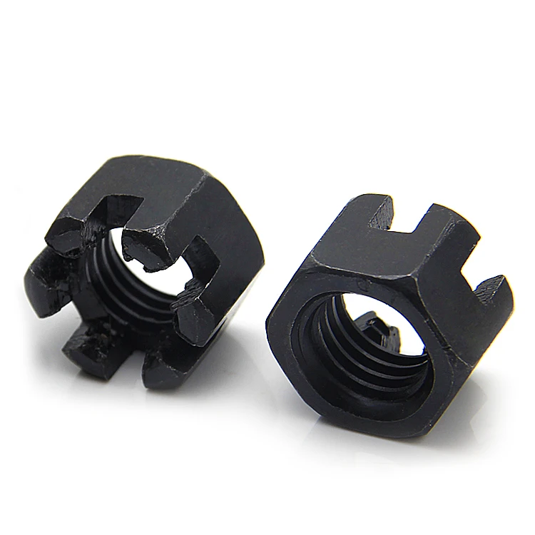 Factory Wholesale Price Hexagon Slot Nuts Carbon Steel Slotted Castle Nut Black Oxide Hex Slotted Nuts