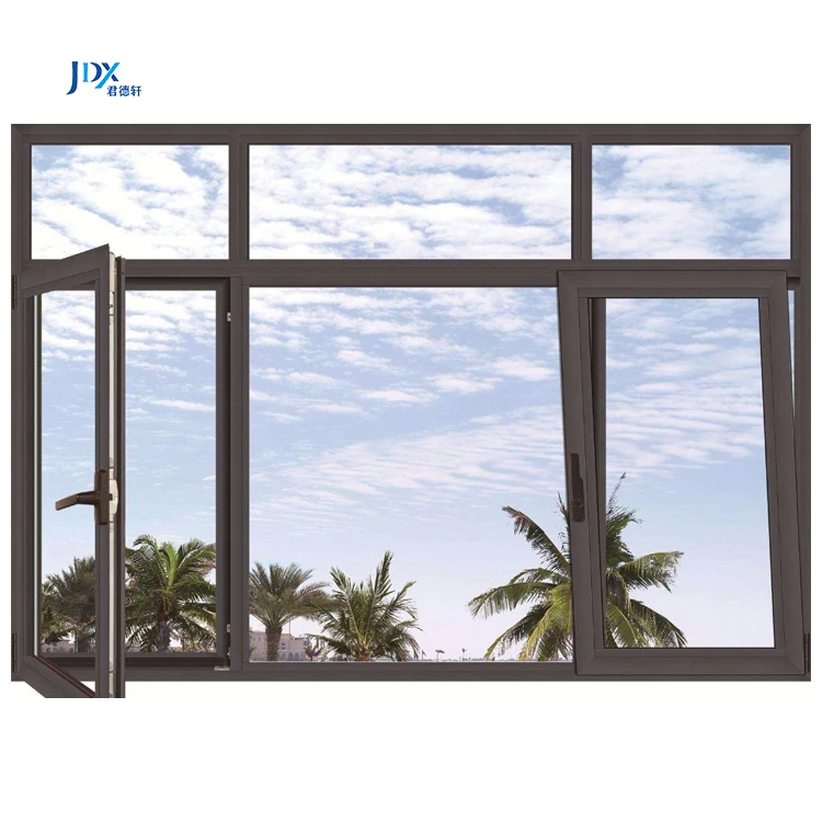Weather Stripping Frameless Thermal Break Wind Out Double 56 Broken Bridge Teak Wood Tilt And Turn Aluminum Casement Window