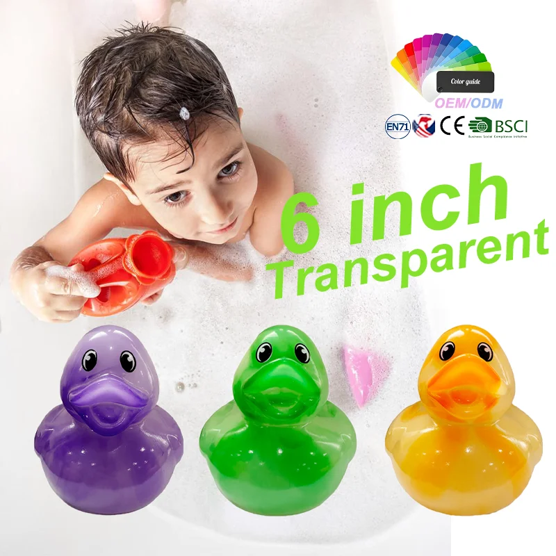Custom Logo 6inch Tie-Dyed Transparent Duck Eco-friendly Pvc Duck Swimming Rubber Duck