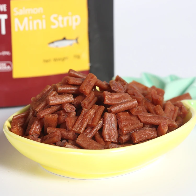 
Oem Salmon Cat Vitamin Snack Air-dried Food Cat Treat Alaskan Wild King Salmon Soft Sticks 