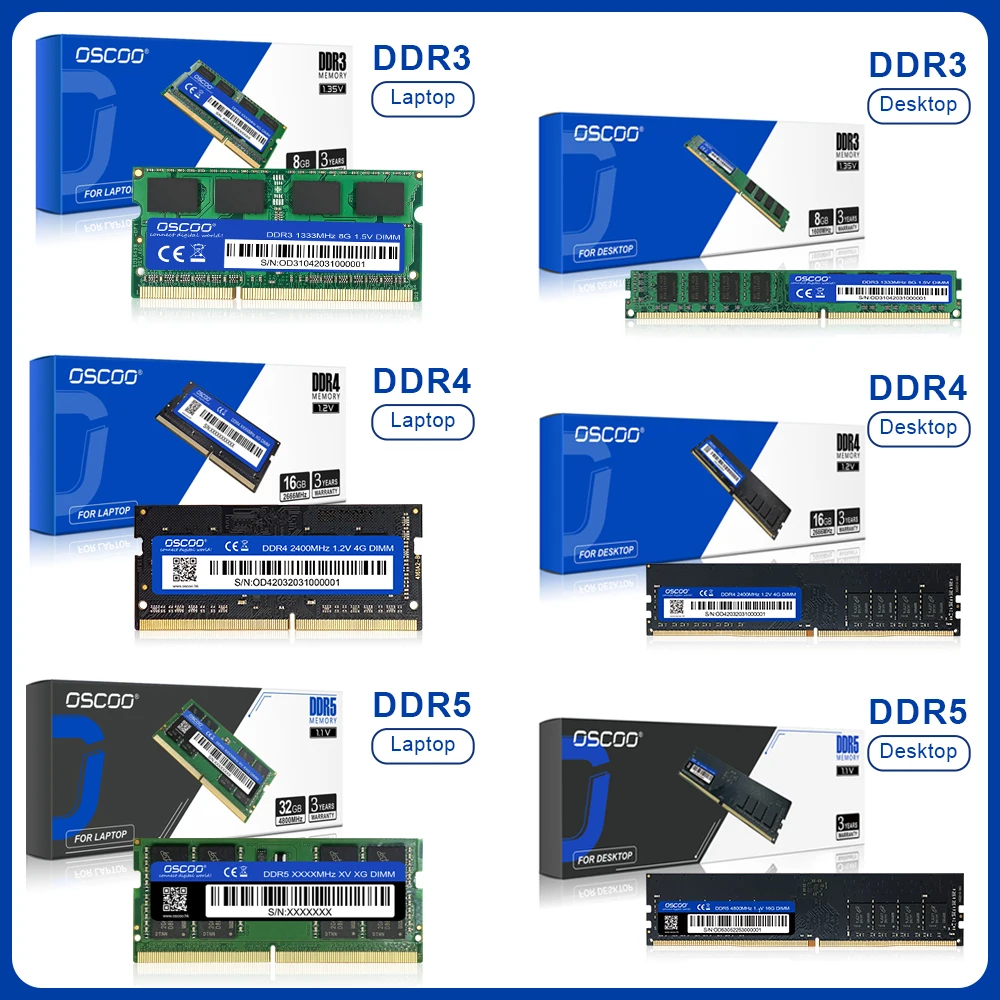 OSCOO Ddr4 3200Mhz Memory Ram 8GB 16GB 32GB For PC Part Computer Build For Laptop