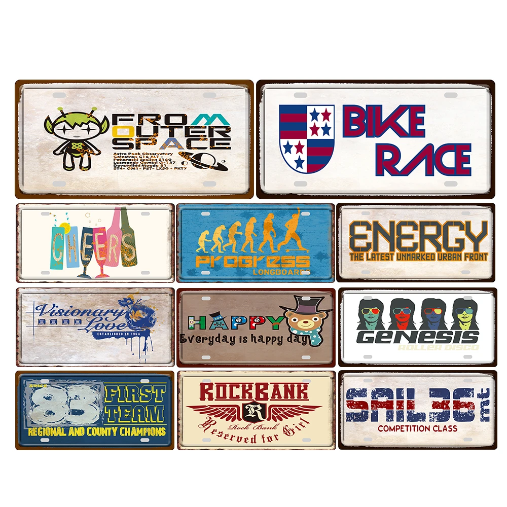 Wholesale No MOQ 15x30cm vintage home decor metal license plate accept customized 3D effect metal signs for bedroom bar pub