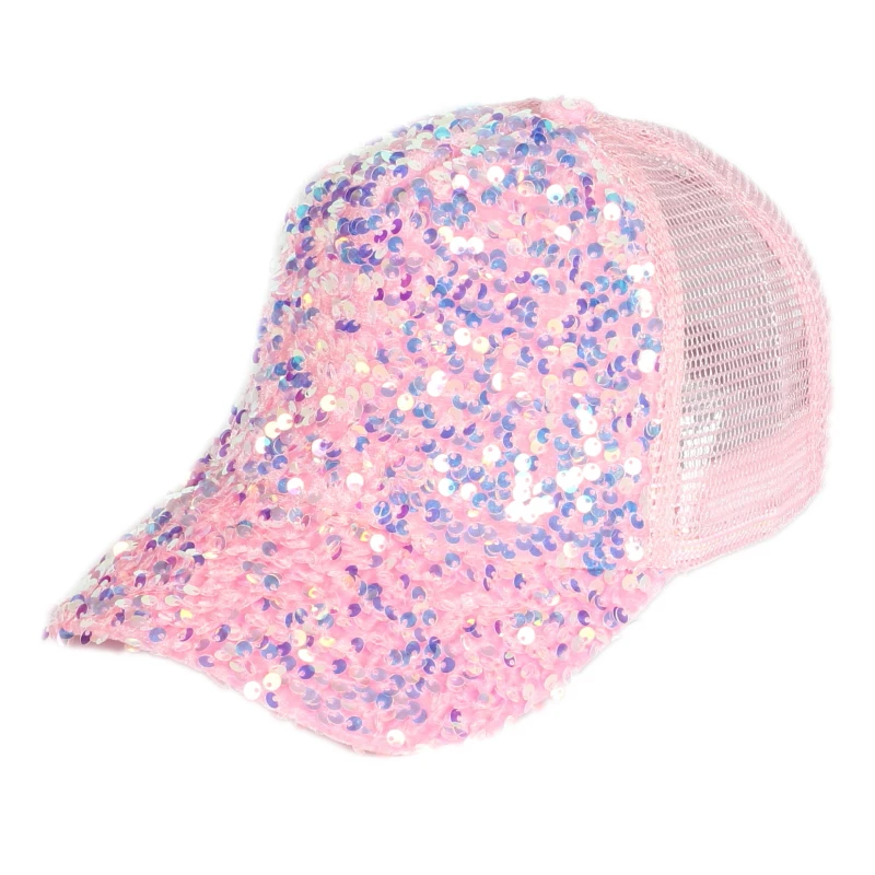 Fashion Korean Girls Summer Bling Mesh Decorative Outdoor Street Sports Baseball Trucker Caps For Women