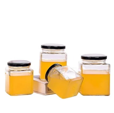Wholesale 280ml 380ml 500ML Glass square Jar Transparent Sealed Honey Pickles Jam Glass Food Jar