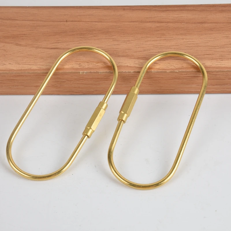 Karwo Oval Shape Brass Keychain Screw Lock Key Ring Carabiner Holder