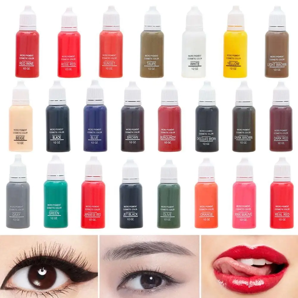 23 Color Semi Permanent Makeup Eyebrow Inks Lips Eye Line Tattoo Color Microblading Pigment Eyebrow Tattoo Color Inks