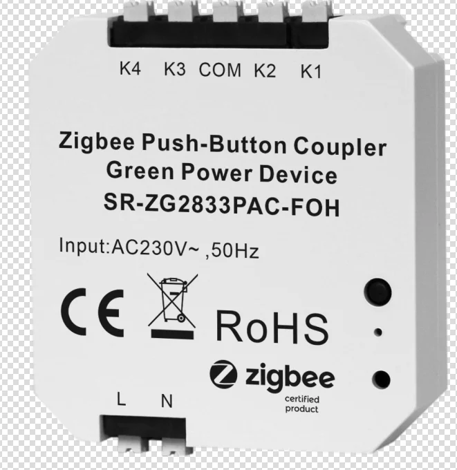 Кнопочный соединитель Zigbee 1/2 Gang