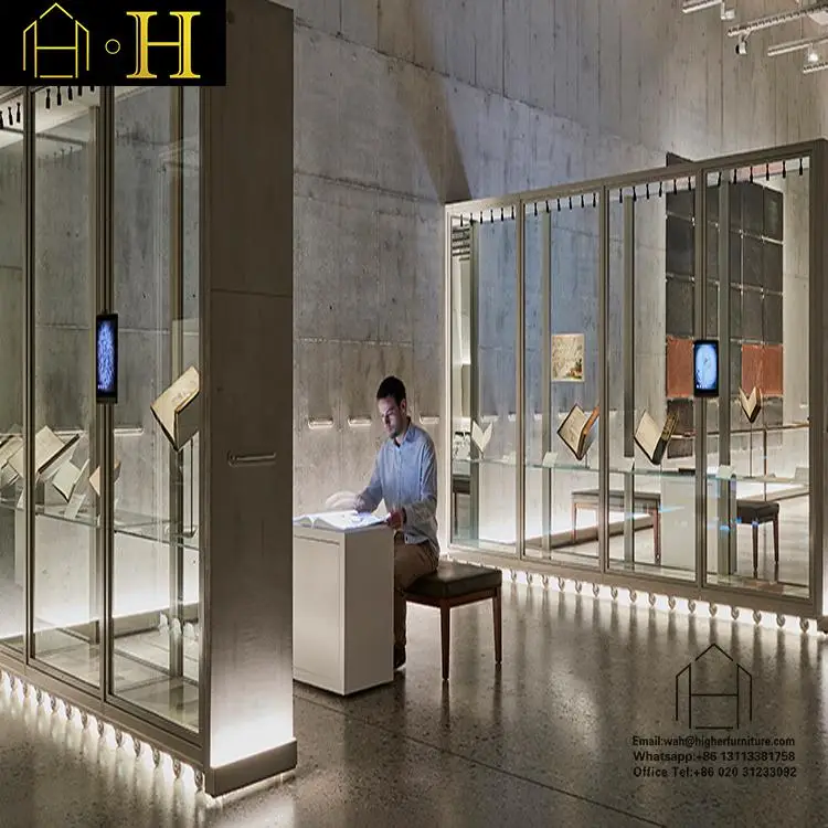 Boutique Curio Cabinet Glass Display Museum Display Showcase Glass Display Showcase Led Light