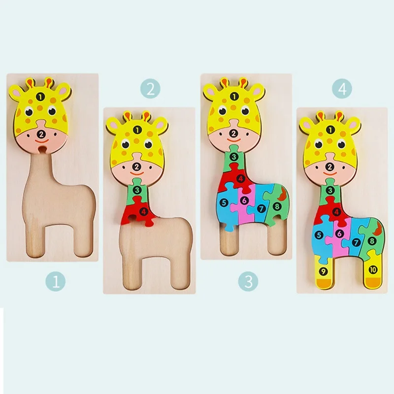 new design educational toy 3D wooden puzzle number puzzle