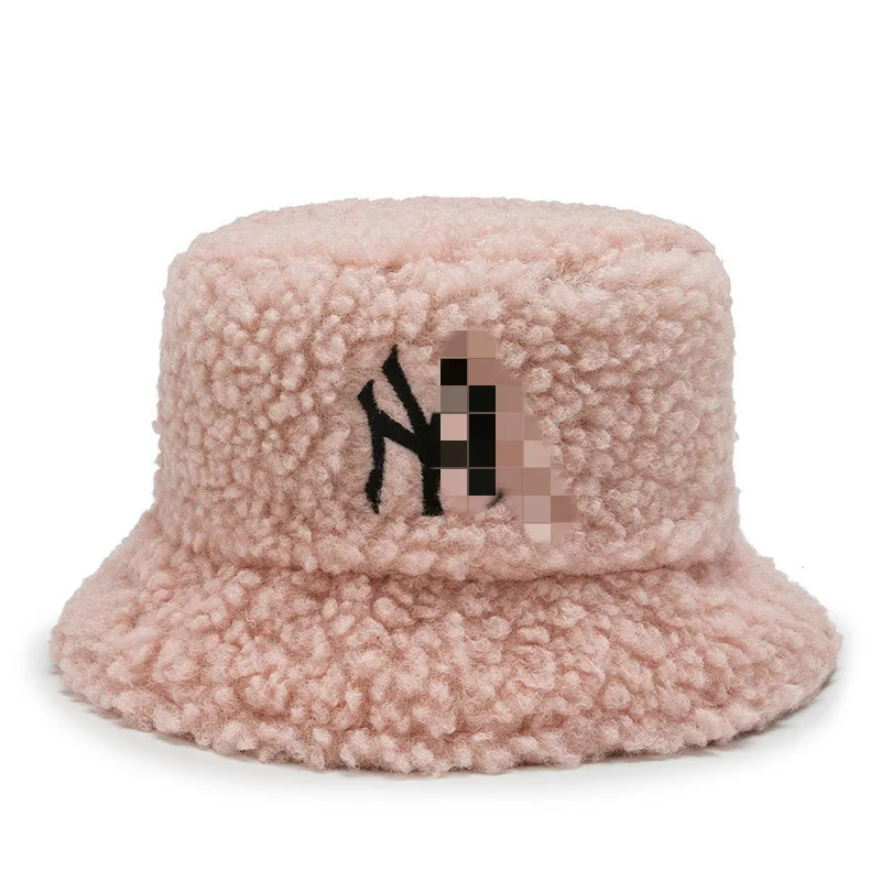 Lamb wool hat bucket caps logo women baseball caps for men bucket hats