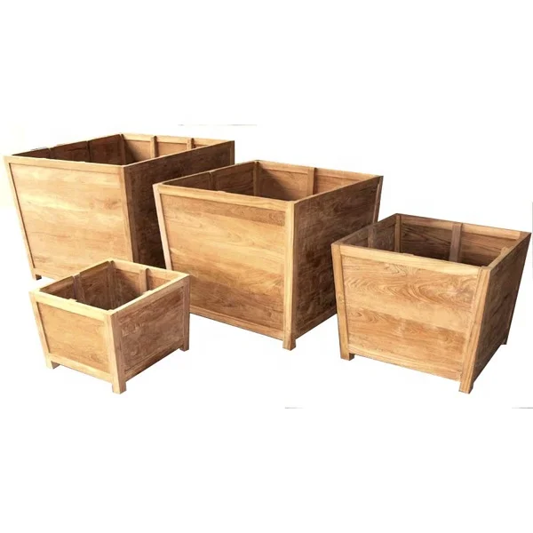 Teak Garden Planters Large Teak Wooden Planters Flower Pot Wooden Accessories