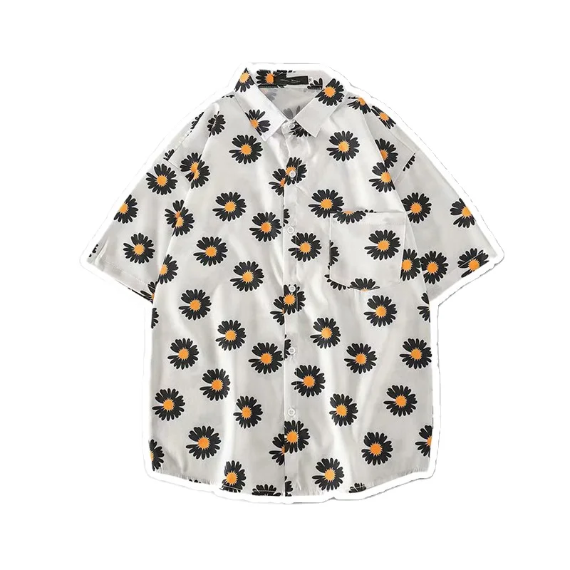 Пляжная Гавайская Свободная рубашка ins port в стиле пары, летняя рубашка с коротким рукавом и принтом, мужские и женские Ретро Топы в японском стиле