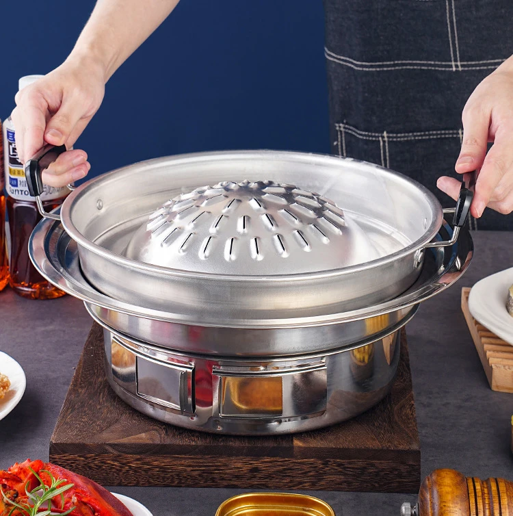 Aluminium Korean Restaurant Bbq Stove Grill Table Outdoor Charcoal Barbecue Grill Portable Charcoal Bbq Grill Round