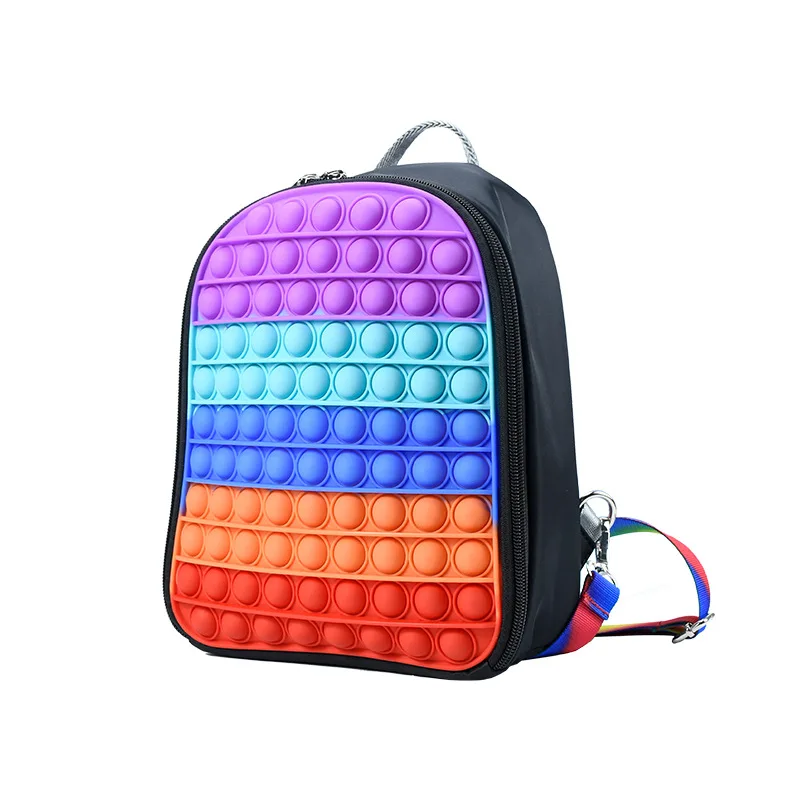 TOYSRUNNER Kids School Pop Fidget Up Backpack Silicon Simple School Bag Purse Medium Sensory Toy Backpack Pop