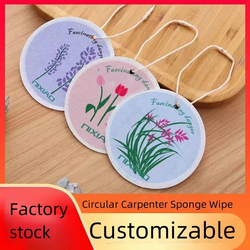 Circular cartoon flowers, wood pulp, cotton sponge, compressed and non greasy brush pot, kitchen rag, dishwashing