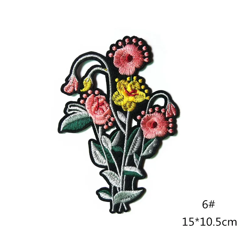 ready to ship embroidery patch cloth fabric applique embroidery flower patches for garment decoration