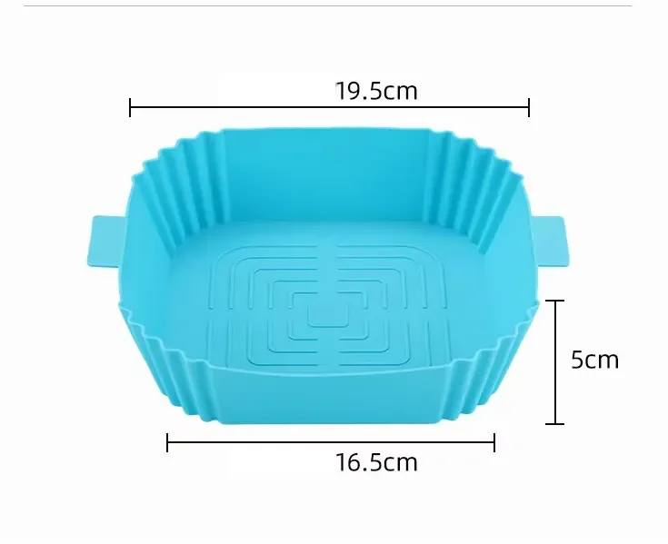 Square reusable silicone air fryer accessories silicone pot basket liner silicone baking pan for air fryer with air circulation