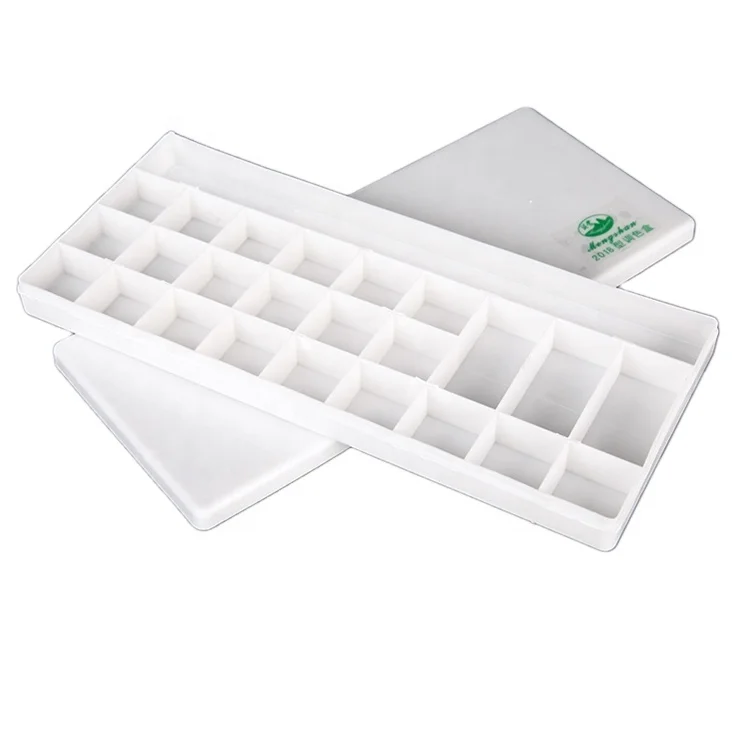 LOW MOQ 24/36 Color Rectangle Shape Beautiful paint palette box color palette box with lid