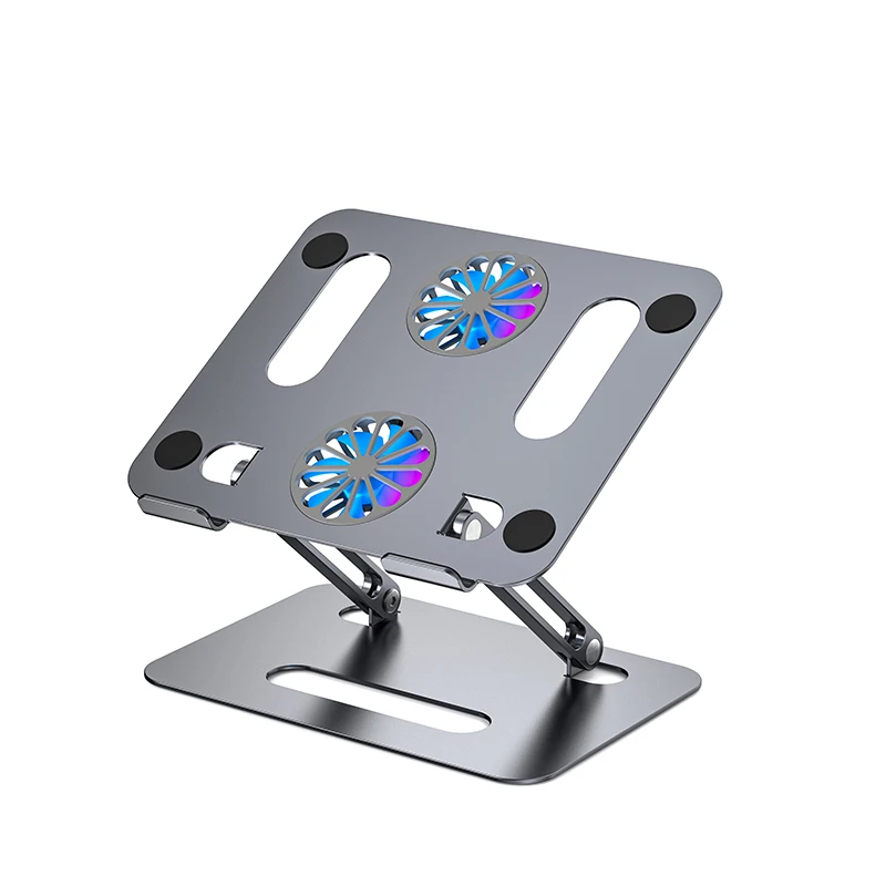 Yicosun Metal Sturdy Desktop Stand Foldable Height Adjustable Cooling Stand For Laptop Notebook For Gaming Or Living Streaming
