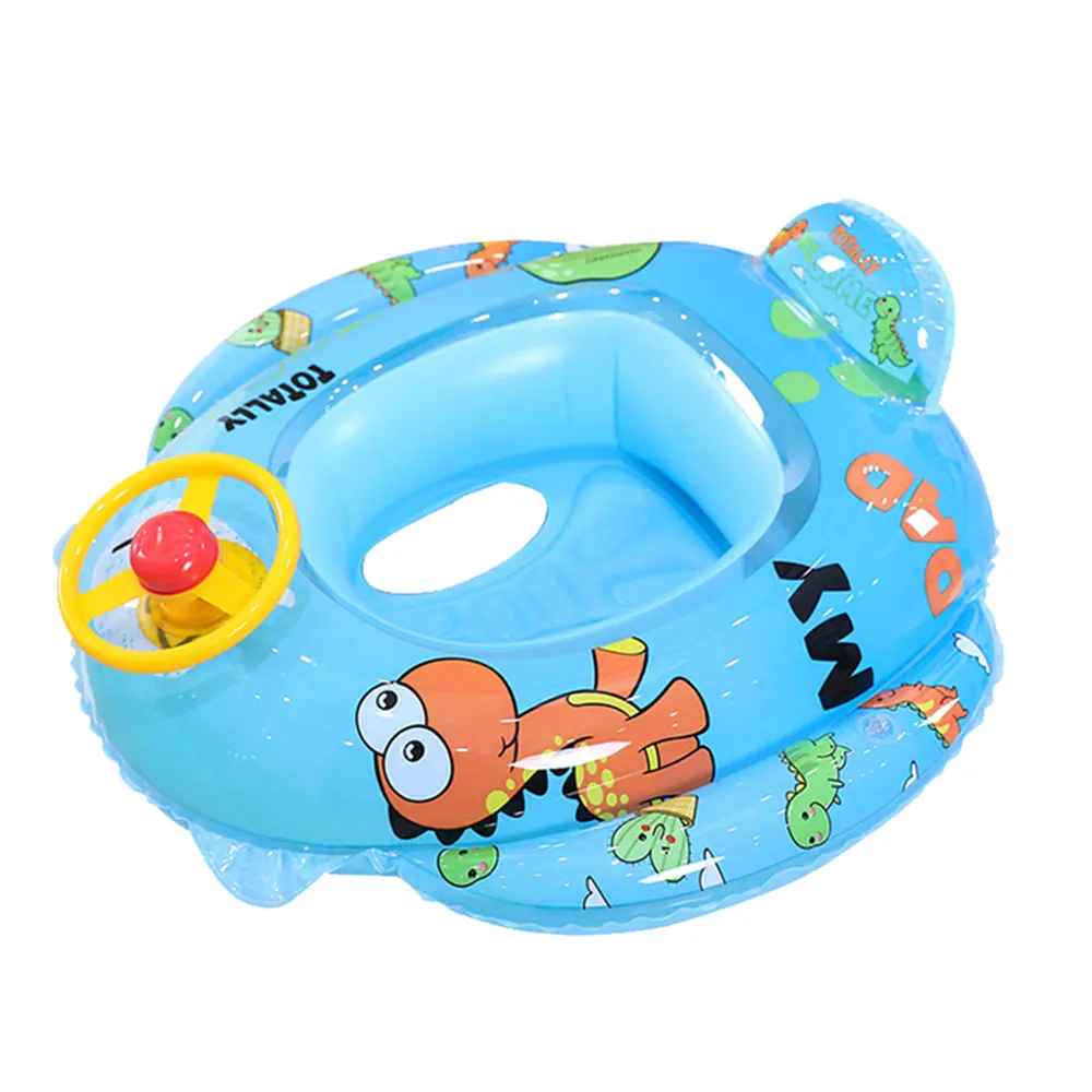 Wheel Baby Custom swimming ring cartoon cute inflatable swimming car boat with horn steering