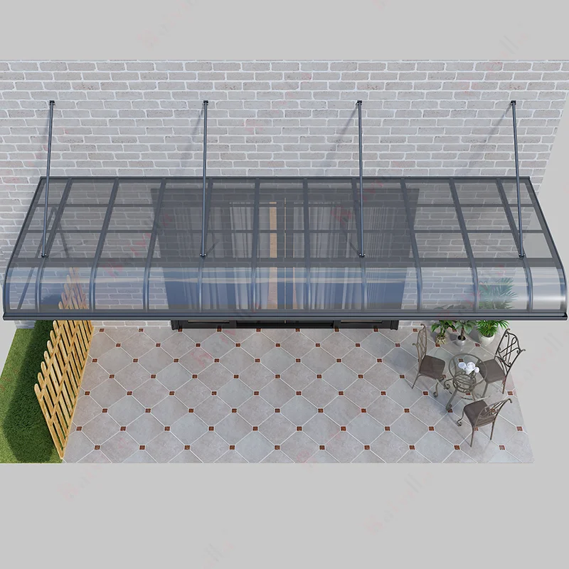 Roman column design aluminum frame awning system luxury outdoor polycarbonate panels slant roofing waterproof