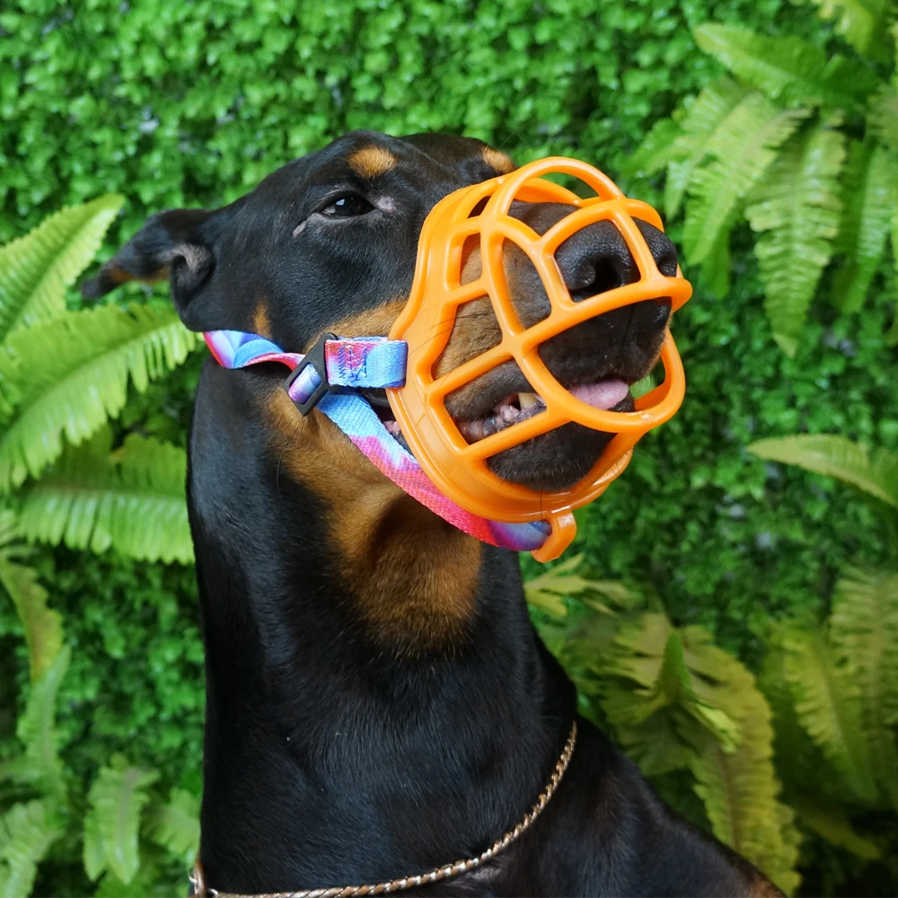Wholesale Breathable Soft Mesh Pet Protect Mouth Muzzle Smiley Face Dog Muzzles