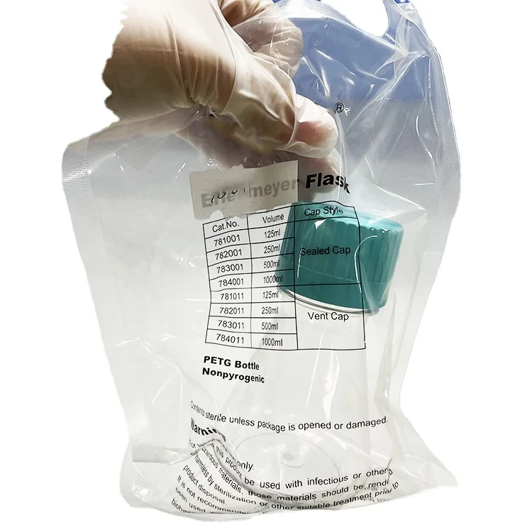 Laboratory equipment erlenmeyer flask plastic 125ml cell culture Conical Flask Polycarbonate Erlenmeyer Flasks Flat Bottom