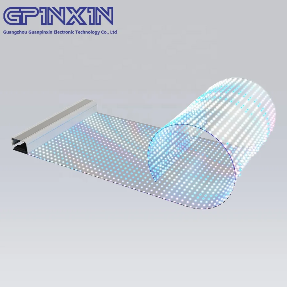 P5 P6 P8 P10 P15 P20mm flexible LED Film Screen reefilm flexible led transparent led screen for retail stores flexible led film