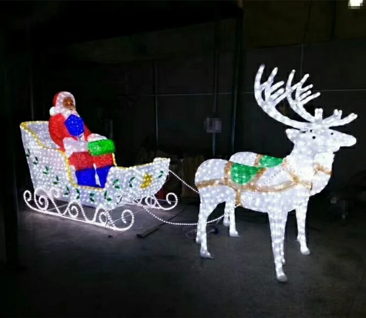 
Hot sale Christmas santa sleigh and deer motif light for christmas celebration 