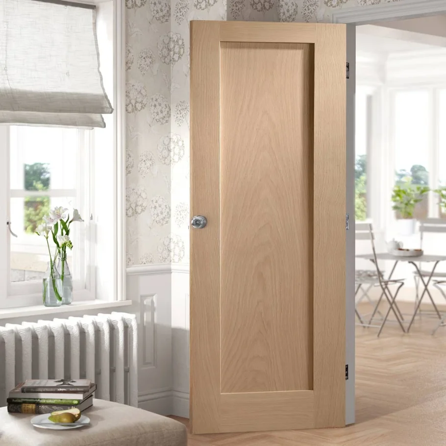 KANGTON Engineered Half Light Oak Door Glazed With Frosted Bevelled Valencia Glass for Apartment / office /Villa